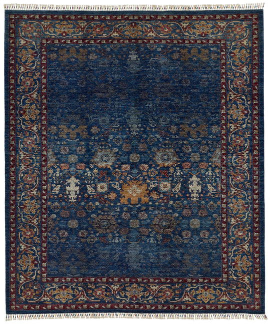 8x10 Navy and Multicolor Modern Contemporary Rug