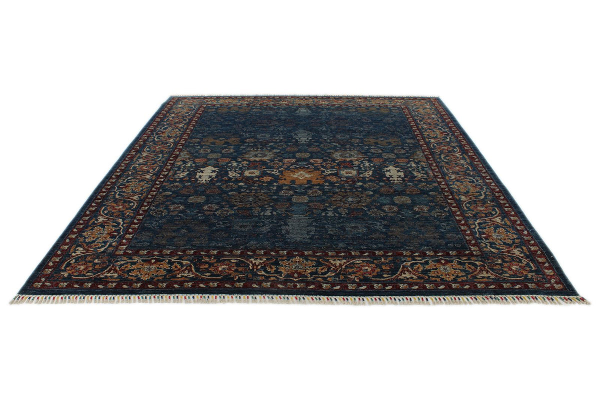 8x10 Navy and Multicolor Modern Contemporary Rug