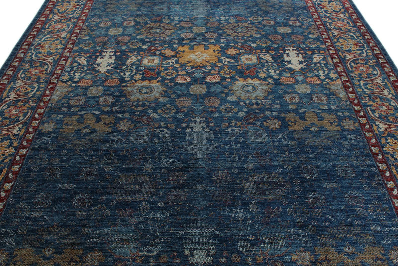 8x10 Navy and Multicolor Modern Contemporary Rug