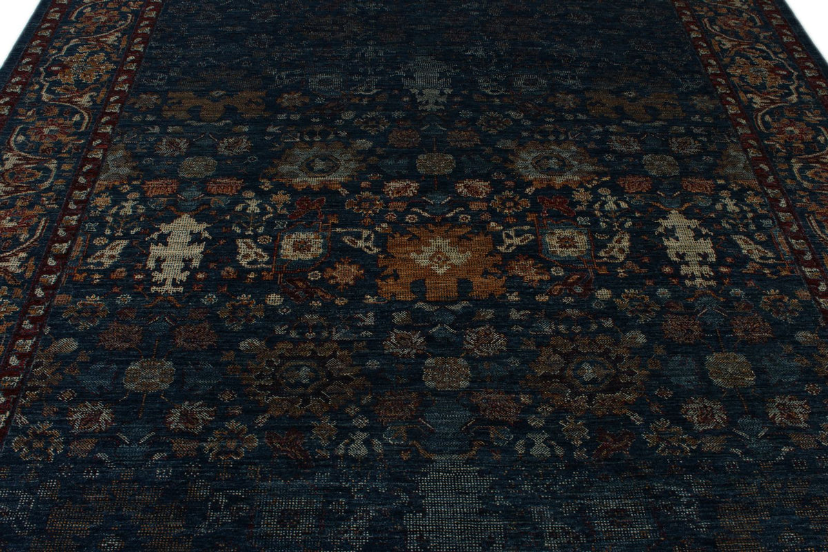 8x10 Navy and Multicolor Modern Contemporary Rug