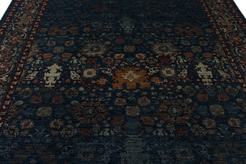 8x10 Navy and Multicolor Modern Contemporary Rug