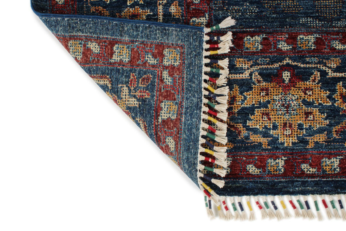8x10 Navy and Multicolor Modern Contemporary Rug