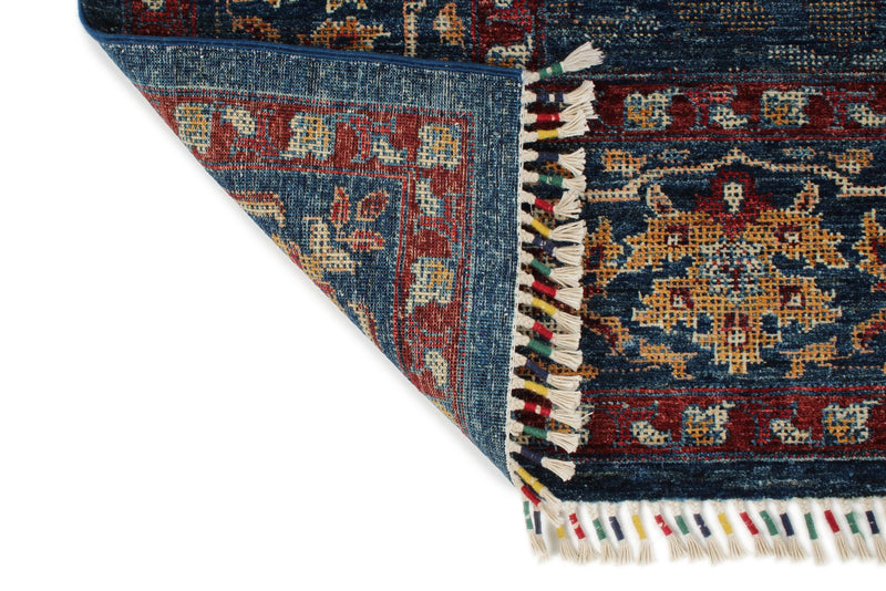 8x10 Navy and Multicolor Modern Contemporary Rug