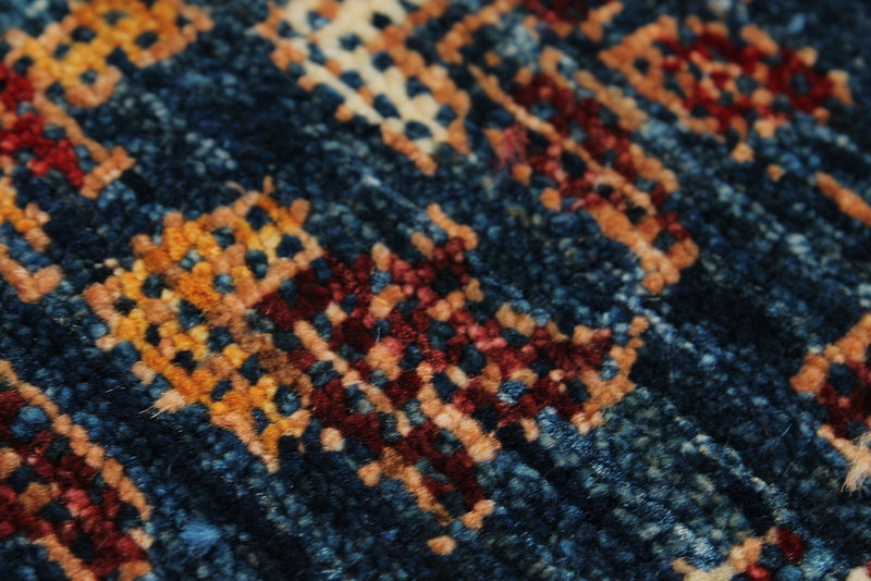 8x10 Navy and Multicolor Modern Contemporary Rug