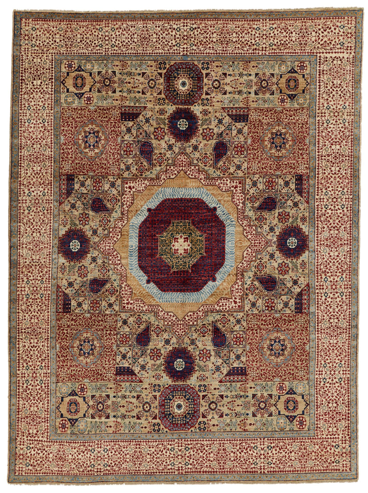 8x10 Brown and Ivory Turkish Tribal Rug