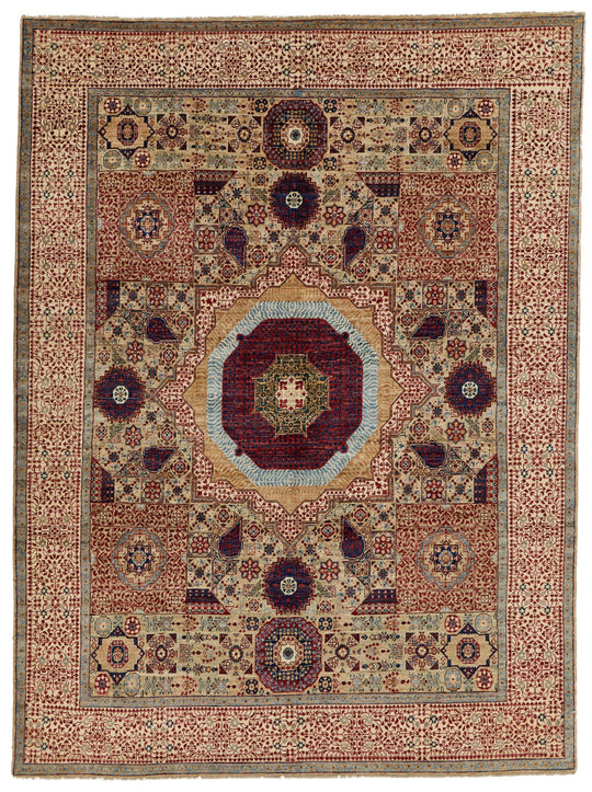 8x10 Brown and Ivory Turkish Tribal Rug
