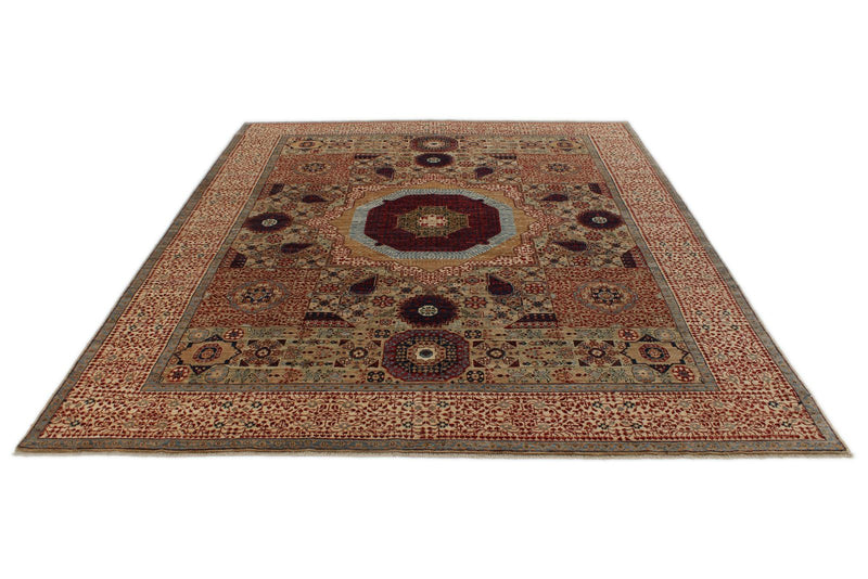 8x10 Brown and Ivory Turkish Tribal Rug