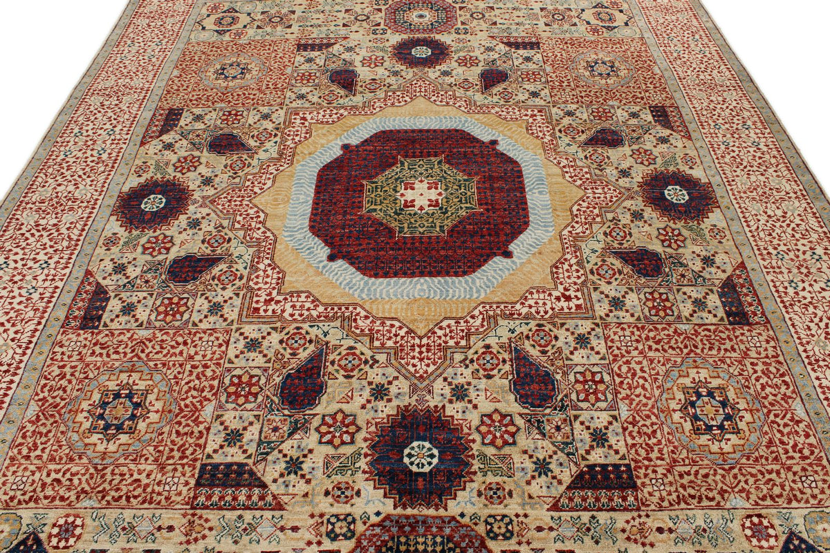 8x10 Brown and Ivory Turkish Tribal Rug