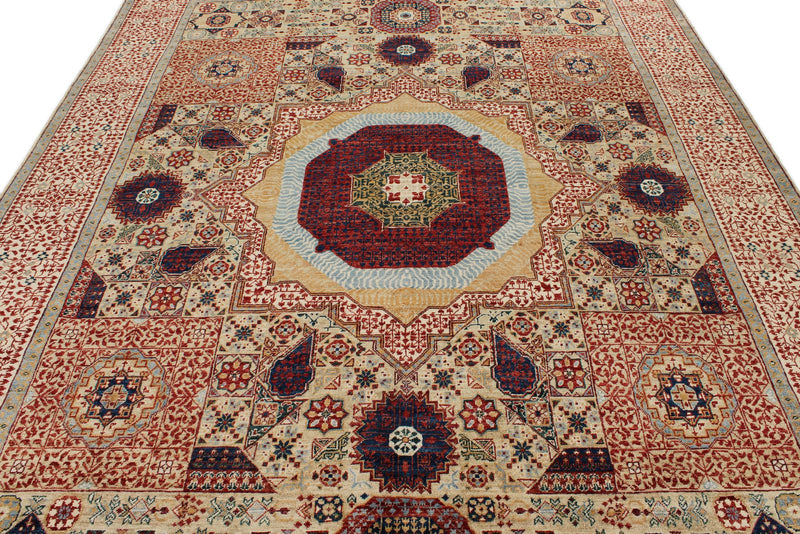 8x10 Brown and Ivory Turkish Tribal Rug