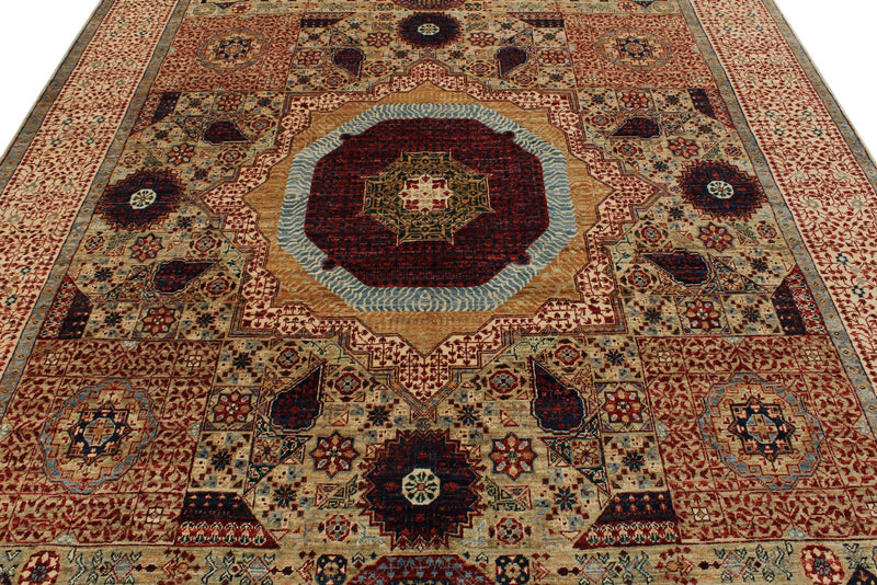 8x10 Brown and Ivory Turkish Tribal Rug