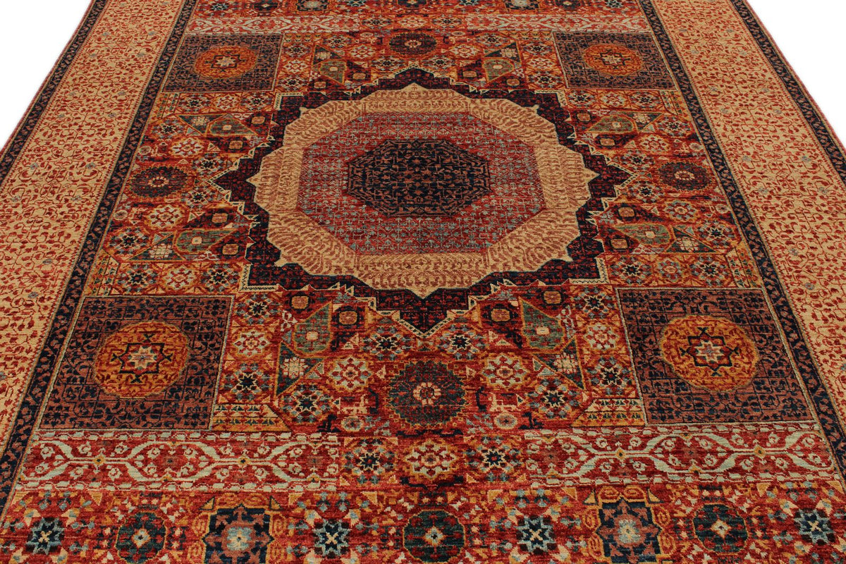 8x10 Rust and Ivory Turkish Tribal Rug