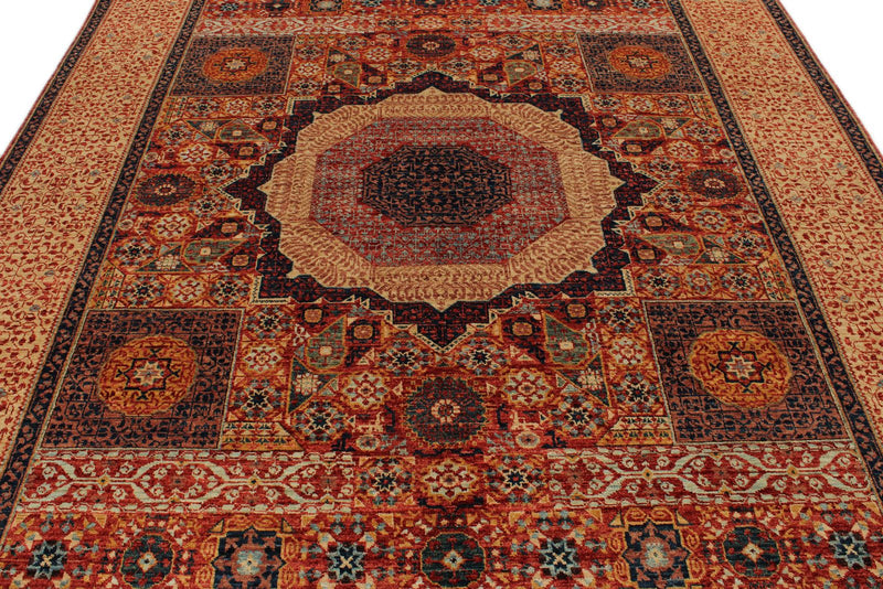 8x10 Rust and Ivory Turkish Tribal Rug