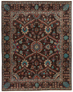 8x10 Brown and Multicolor Turkish Oushak Rug