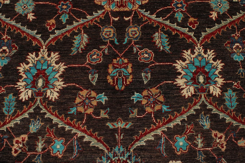 8x10 Brown and Multicolor Turkish Oushak Rug
