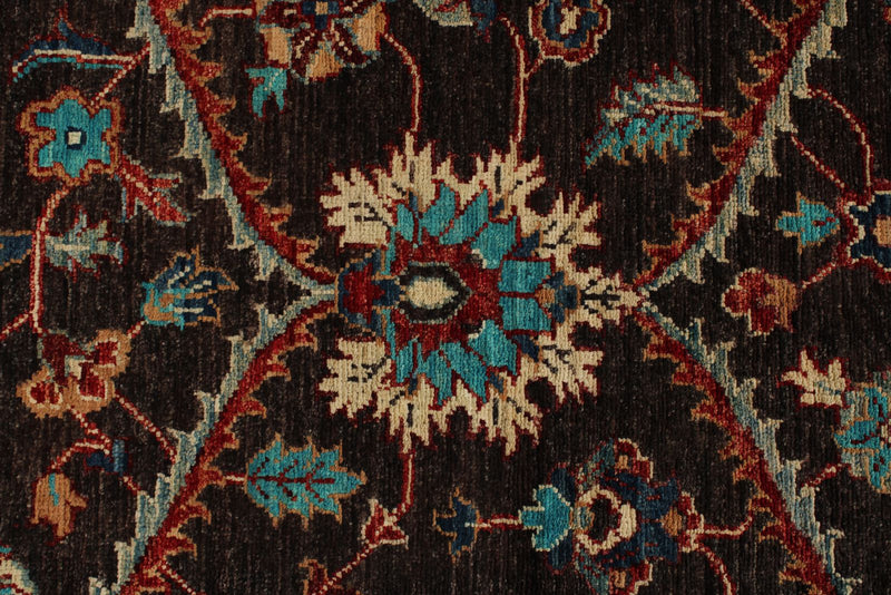 8x10 Brown and Multicolor Turkish Oushak Rug