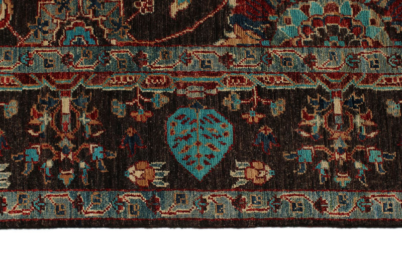 8x10 Brown and Multicolor Turkish Oushak Rug