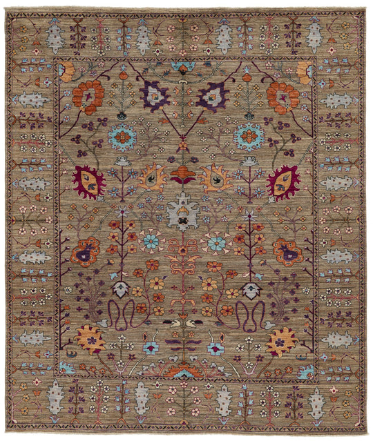 8x9 Brown and Multicolor Anatolian Traditional Rug