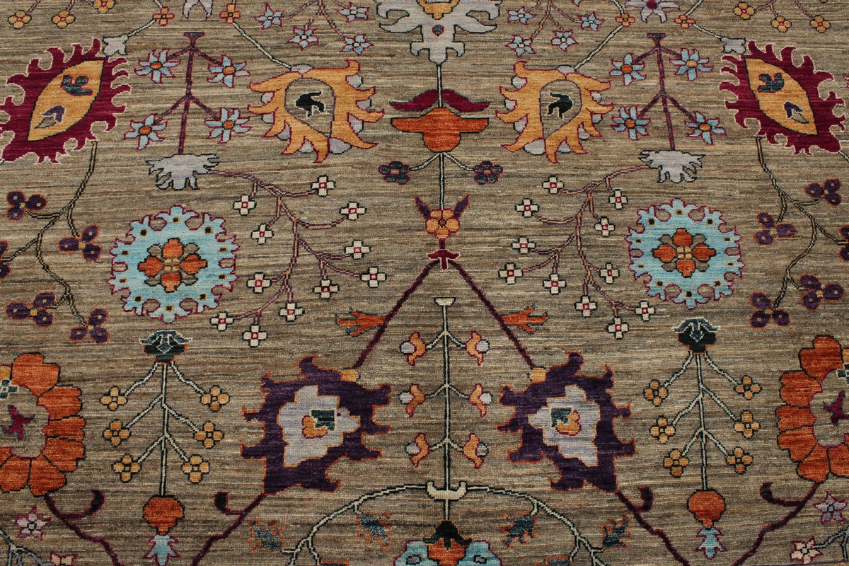8x9 Brown and Multicolor Anatolian Traditional Rug