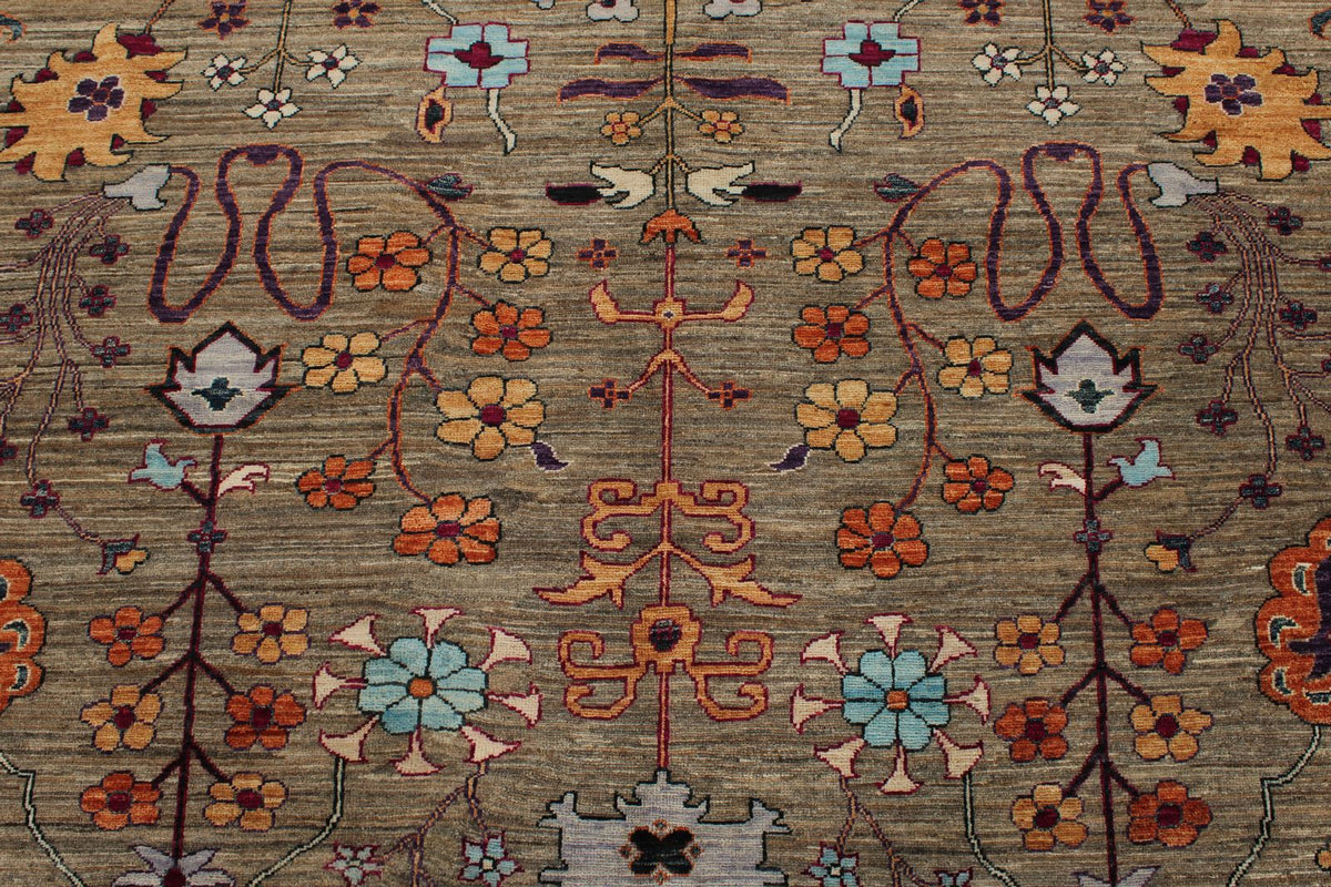 8x9 Brown and Multicolor Anatolian Traditional Rug