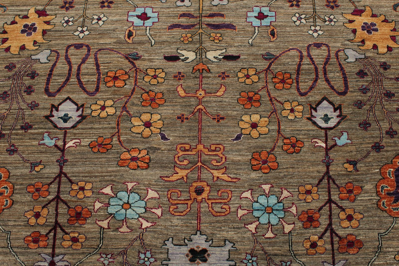 8x9 Brown and Multicolor Anatolian Traditional Rug