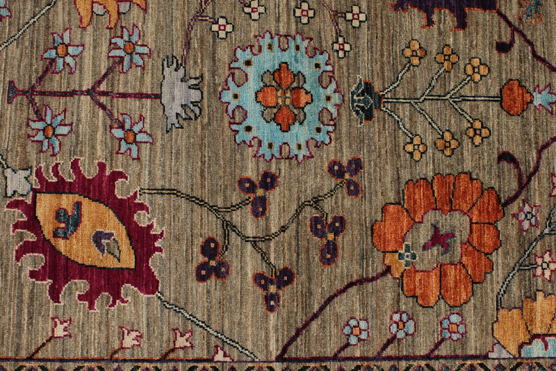 8x9 Brown and Multicolor Anatolian Traditional Rug