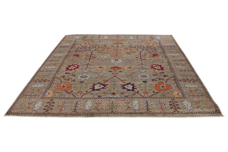 8x9 Brown and Multicolor Anatolian Traditional Rug