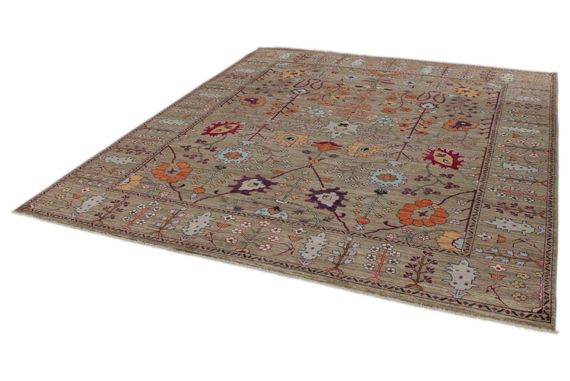 8x9 Brown and Multicolor Anatolian Traditional Rug