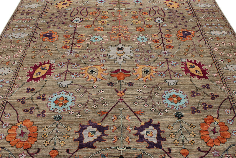 8x9 Brown and Multicolor Anatolian Traditional Rug