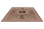 8x10 Green and Ivory Turkish Tribal Rug