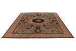 8x10 Green and Ivory Turkish Tribal Rug