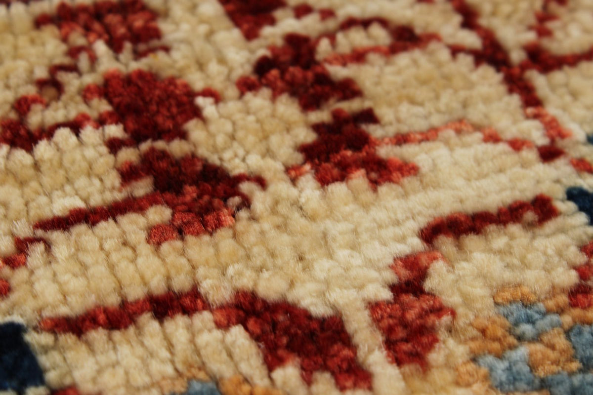 8x10 Green and Ivory Turkish Tribal Rug