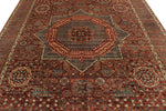 8x10 Blue and Rust Turkish Tribal Rug