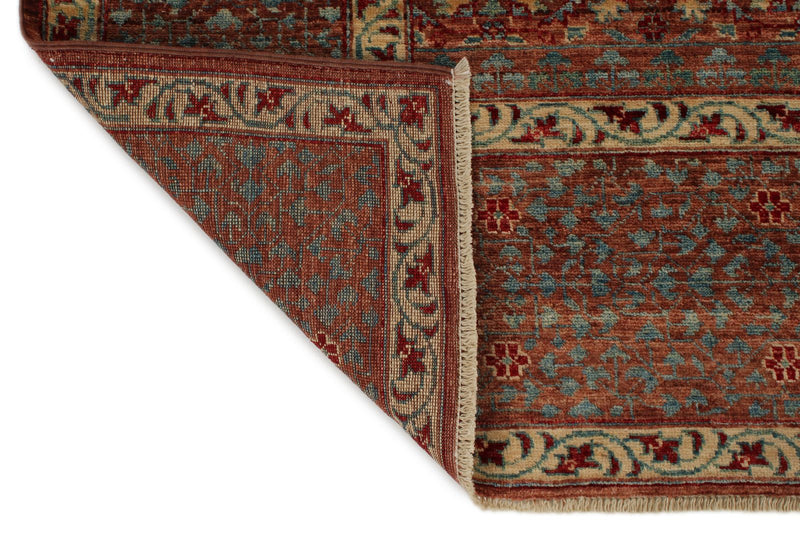 8x10 Blue and Rust Turkish Tribal Rug