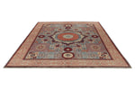 8x10 Blue and Ivory Turkish Tribal Rug