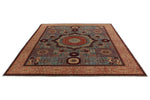 8x10 Blue and Ivory Turkish Tribal Rug