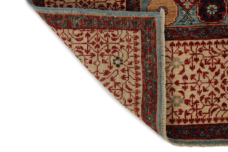 8x10 Blue and Ivory Turkish Tribal Rug