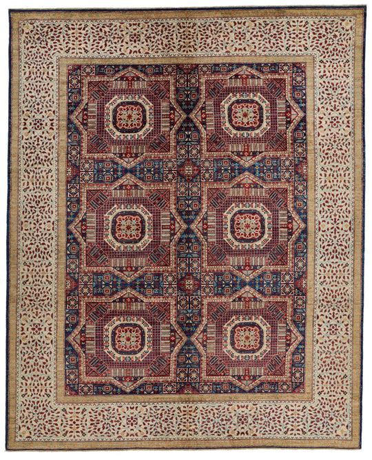 8x10 Navy and Ivory Turkish Tribal Rug