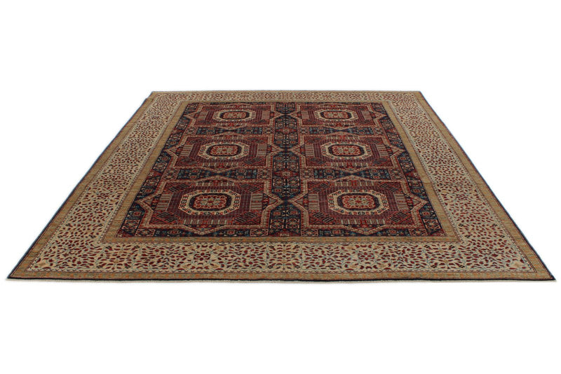 8x10 Navy and Ivory Turkish Tribal Rug