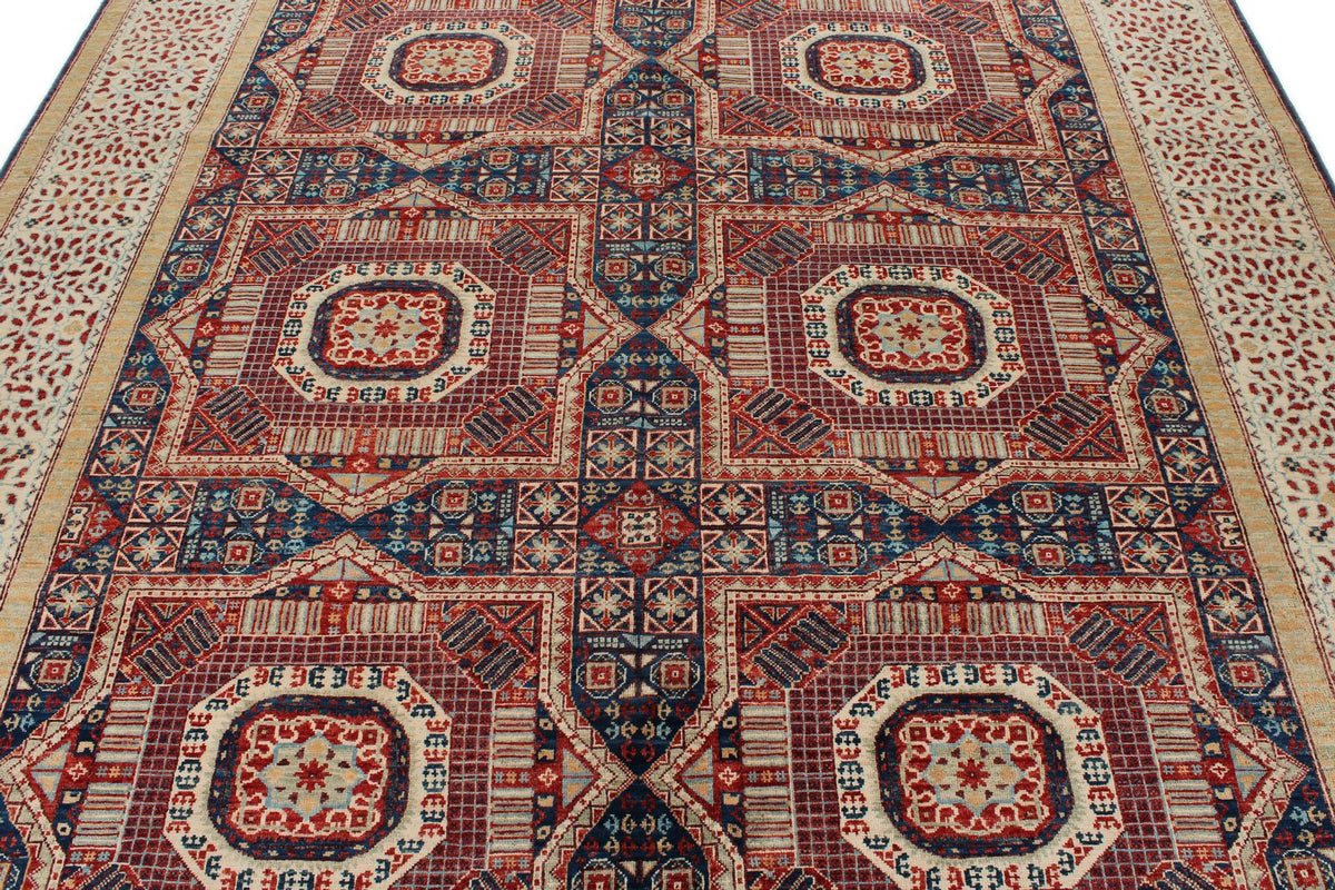 8x10 Navy and Ivory Turkish Tribal Rug