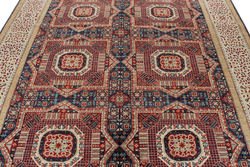 8x10 Navy and Ivory Turkish Tribal Rug
