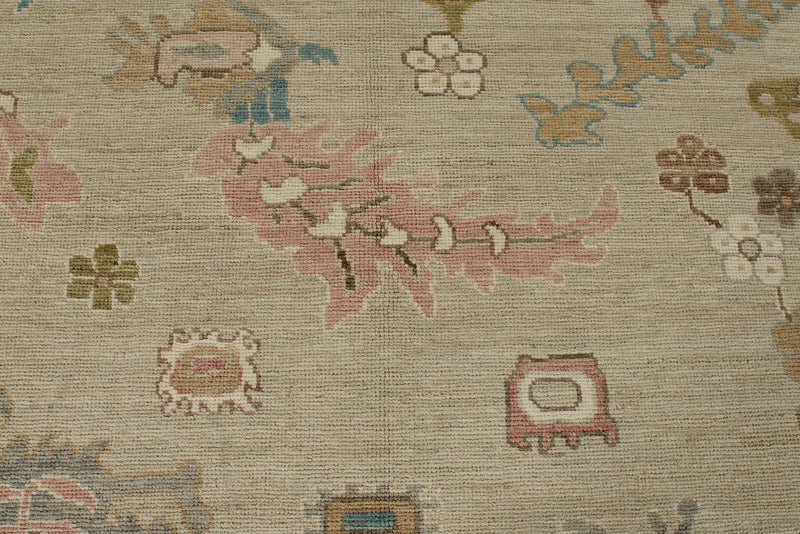 10x14 Brown and Multicolor Turkish Oushak Rug