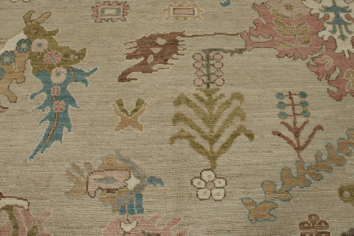 10x14 Brown and Multicolor Turkish Oushak Rug