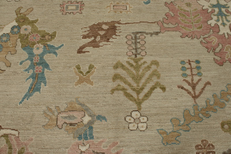 10x14 Brown and Multicolor Turkish Oushak Rug