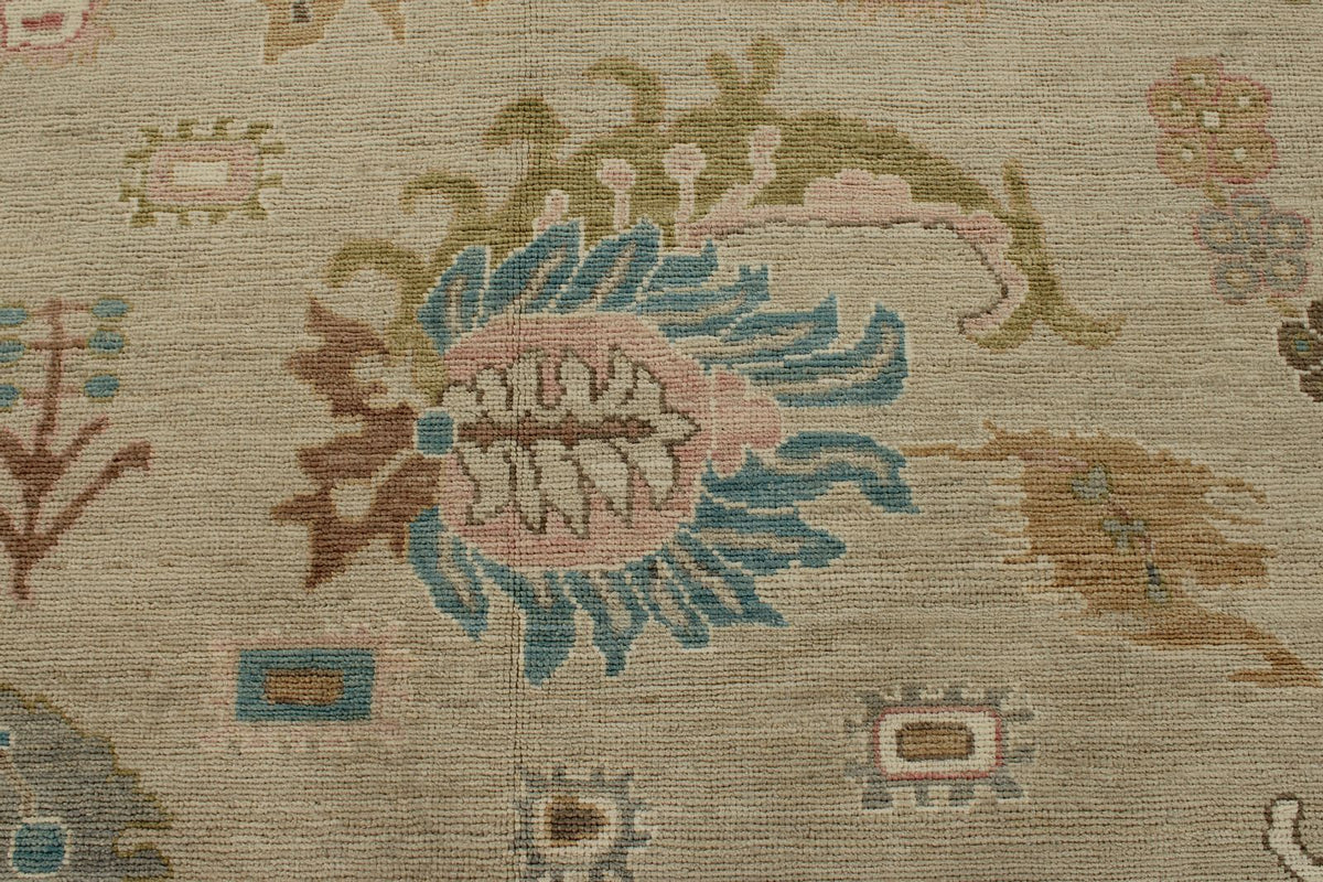 10x14 Brown and Multicolor Turkish Oushak Rug