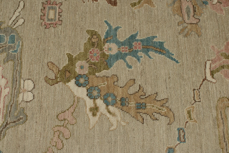10x14 Brown and Multicolor Turkish Oushak Rug