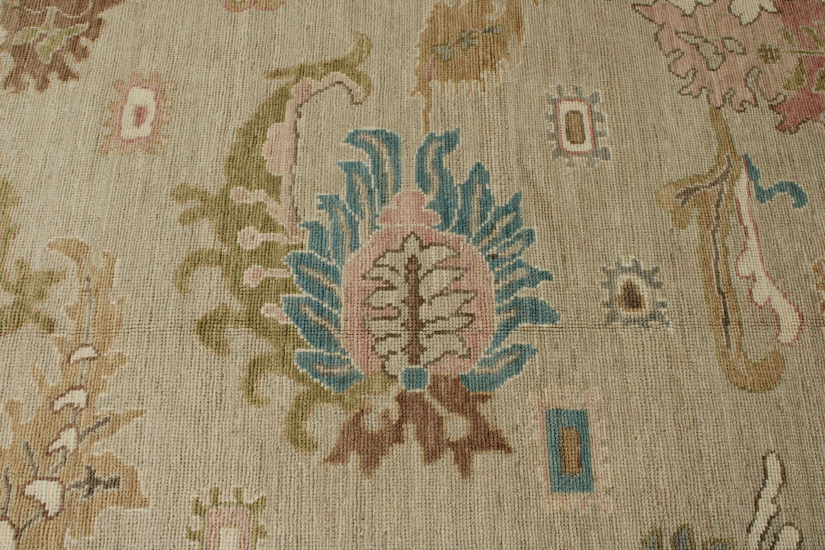 10x14 Brown and Multicolor Turkish Oushak Rug