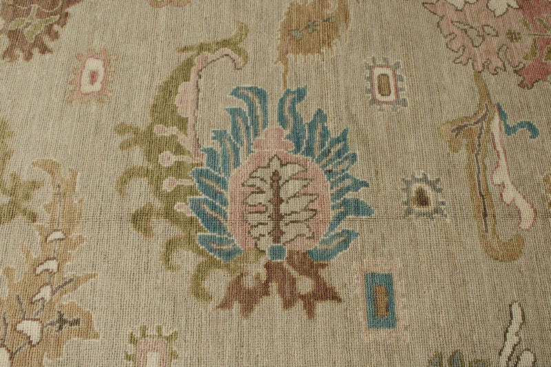 10x14 Brown and Multicolor Turkish Oushak Rug