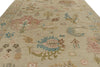 10x14 Brown and Multicolor Turkish Oushak Rug