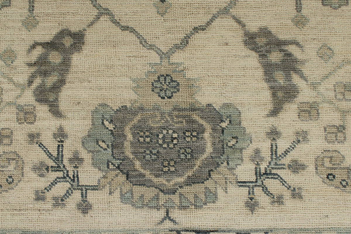 10x14 Ivory and Gray Turkish Oushak Rug