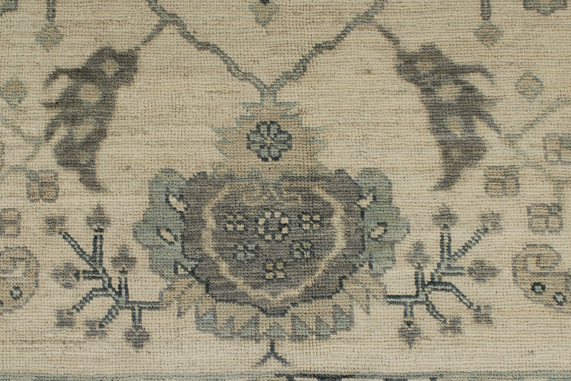 10x14 Ivory and Gray Turkish Oushak Rug
